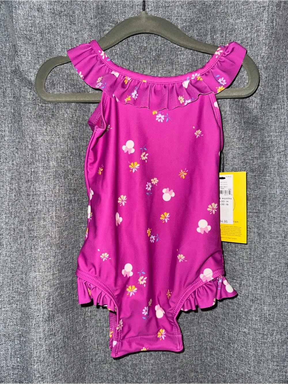 Girls' Pink Floral Minnie Ruffle One-Piece Swim Suit